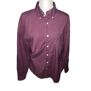 Nautica Men's Burgundy Checkered Casual Shirt XL